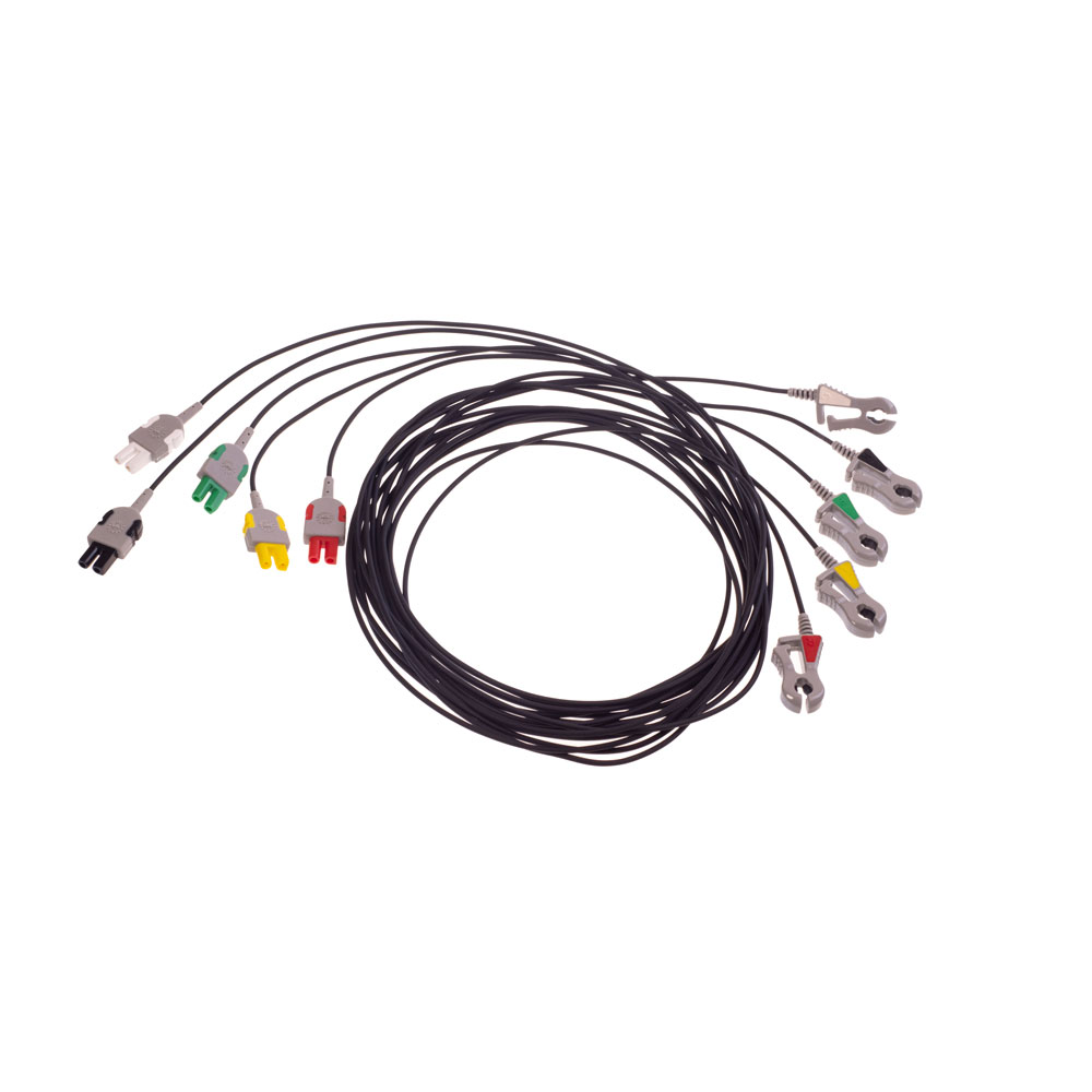 Set di cavi ECG Multi-Link, Radiotrasparente, 5 Derivazioni, Pinza, IEC, 1,5m (1/conf) Set di cavi ECG Multi-Link, Radiotrasparente, 5 Derivazioni, Pinza, IEC, 1,5m (1/conf)